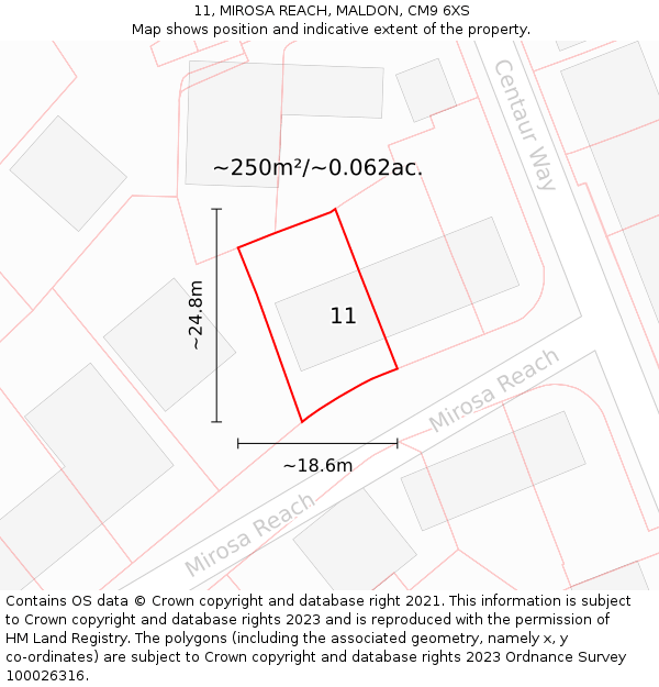 11, MIROSA REACH, MALDON, CM9 6XS: Plot and title map