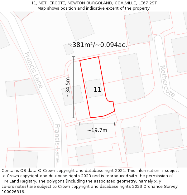 11, NETHERCOTE, NEWTON BURGOLAND, COALVILLE, LE67 2ST: Plot and title map