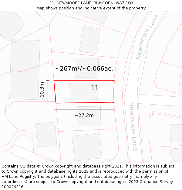 11, NEWMOORE LANE, RUNCORN, WA7 1QX: Plot and title map