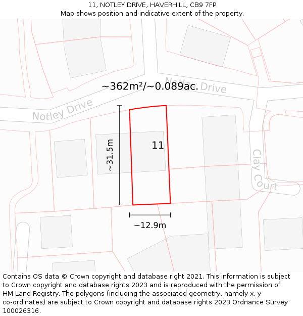 11, NOTLEY DRIVE, HAVERHILL, CB9 7FP: Plot and title map