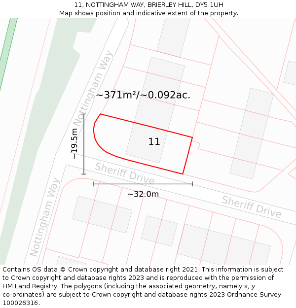 11, NOTTINGHAM WAY, BRIERLEY HILL, DY5 1UH: Plot and title map