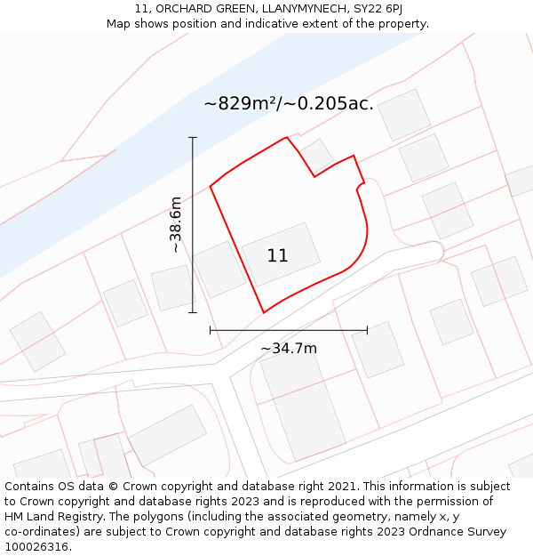 11, ORCHARD GREEN, LLANYMYNECH, SY22 6PJ: Plot and title map