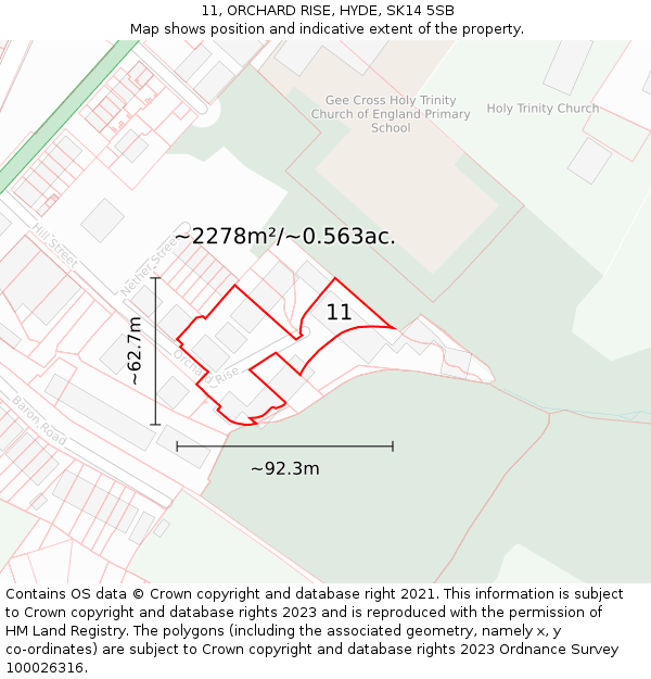 11, ORCHARD RISE, HYDE, SK14 5SB: Plot and title map