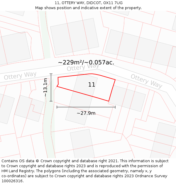 11, OTTERY WAY, DIDCOT, OX11 7UG: Plot and title map