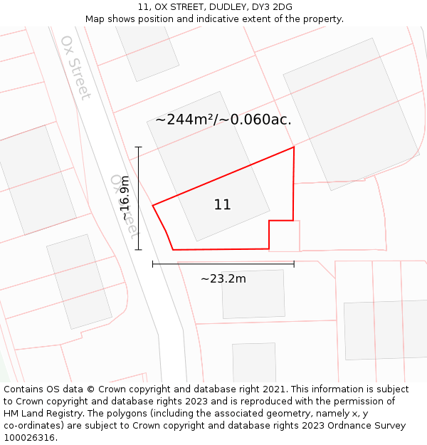 11, OX STREET, DUDLEY, DY3 2DG: Plot and title map