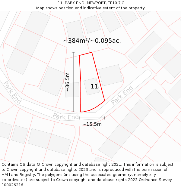 11, PARK END, NEWPORT, TF10 7JG: Plot and title map