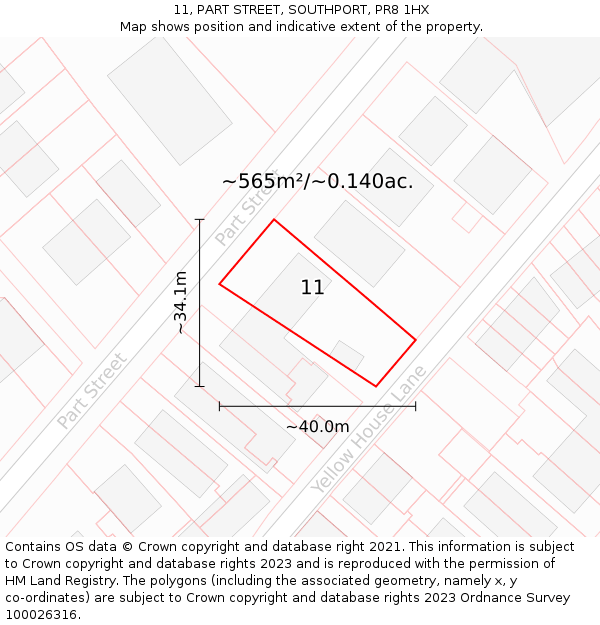 11, PART STREET, SOUTHPORT, PR8 1HX: Plot and title map