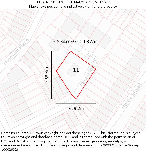 11, PENENDEN STREET, MAIDSTONE, ME14 2ST: Plot and title map