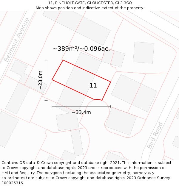 11, PINEHOLT GATE, GLOUCESTER, GL3 3SQ: Plot and title map