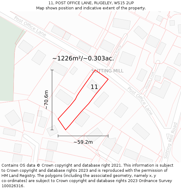 11, POST OFFICE LANE, RUGELEY, WS15 2UP: Plot and title map