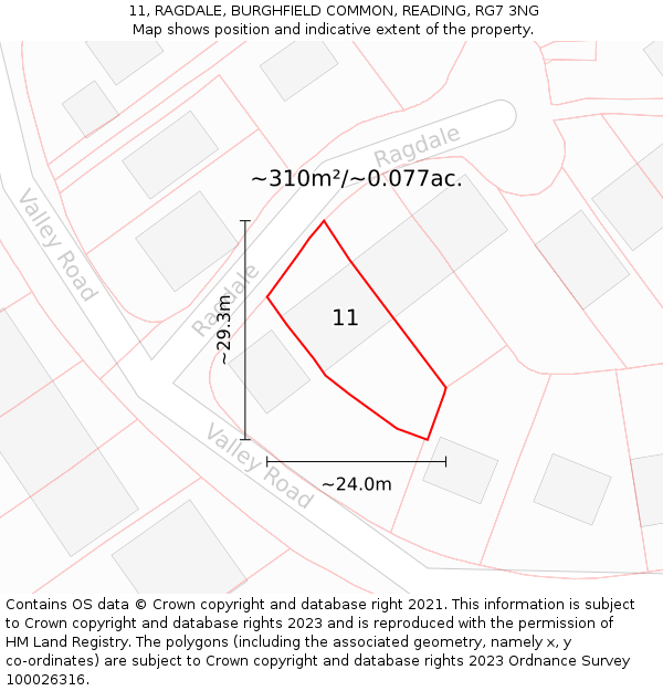 11, RAGDALE, BURGHFIELD COMMON, READING, RG7 3NG: Plot and title map