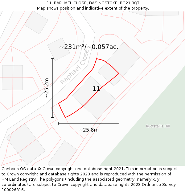 11, RAPHAEL CLOSE, BASINGSTOKE, RG21 3QT: Plot and title map