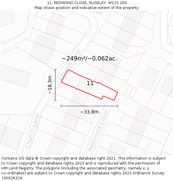 11, REDMOND CLOSE, RUGELEY, WS15 2XG: Plot and title map