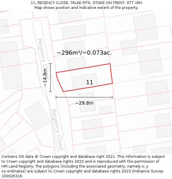 11, REGENCY CLOSE, TALKE PITS, STOKE-ON-TRENT, ST7 1RH: Plot and title map