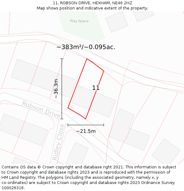 11, ROBSON DRIVE, HEXHAM, NE46 2HZ: Plot and title map