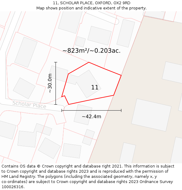 11, SCHOLAR PLACE, OXFORD, OX2 9RD: Plot and title map