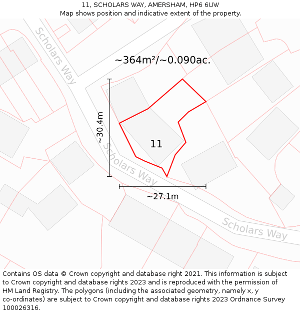 11, SCHOLARS WAY, AMERSHAM, HP6 6UW: Plot and title map