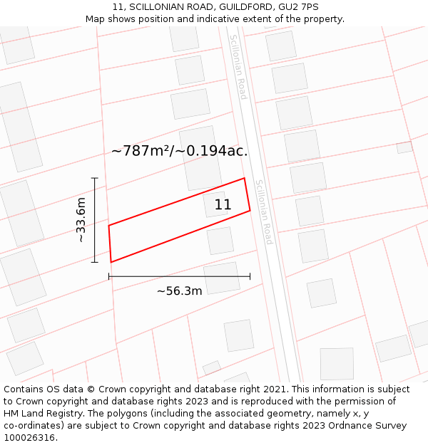 11, SCILLONIAN ROAD, GUILDFORD, GU2 7PS: Plot and title map