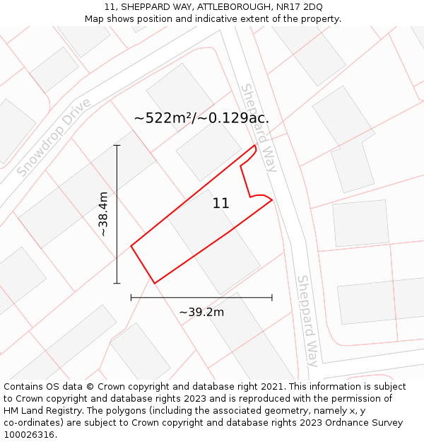 11, SHEPPARD WAY, ATTLEBOROUGH, NR17 2DQ: Plot and title map