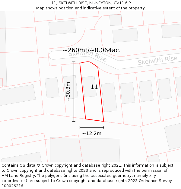 11, SKELWITH RISE, NUNEATON, CV11 6JP: Plot and title map