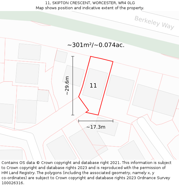 11, SKIPTON CRESCENT, WORCESTER, WR4 0LG: Plot and title map