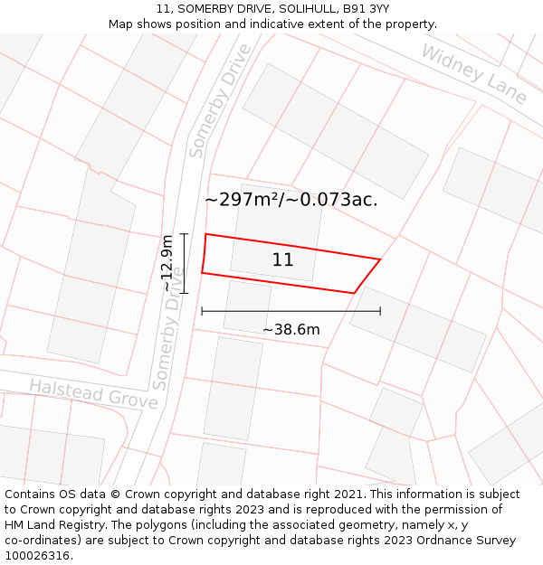 11, SOMERBY DRIVE, SOLIHULL, B91 3YY: Plot and title map