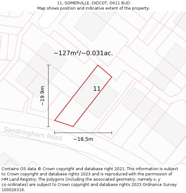 11, SOMERVILLE, DIDCOT, OX11 8UD: Plot and title map