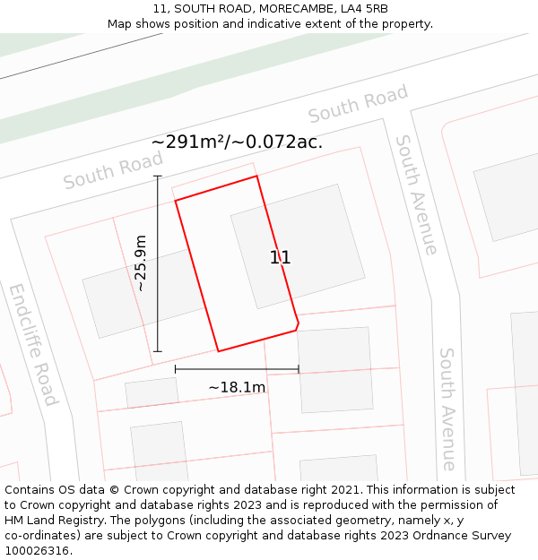11, SOUTH ROAD, MORECAMBE, LA4 5RB: Plot and title map