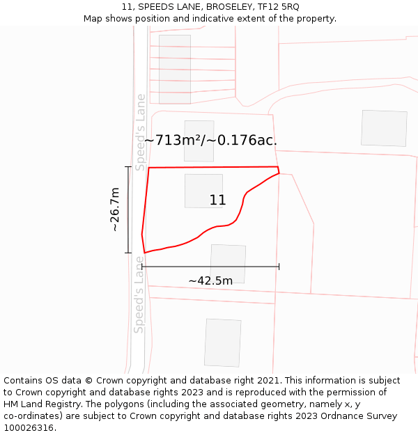 11, SPEEDS LANE, BROSELEY, TF12 5RQ: Plot and title map