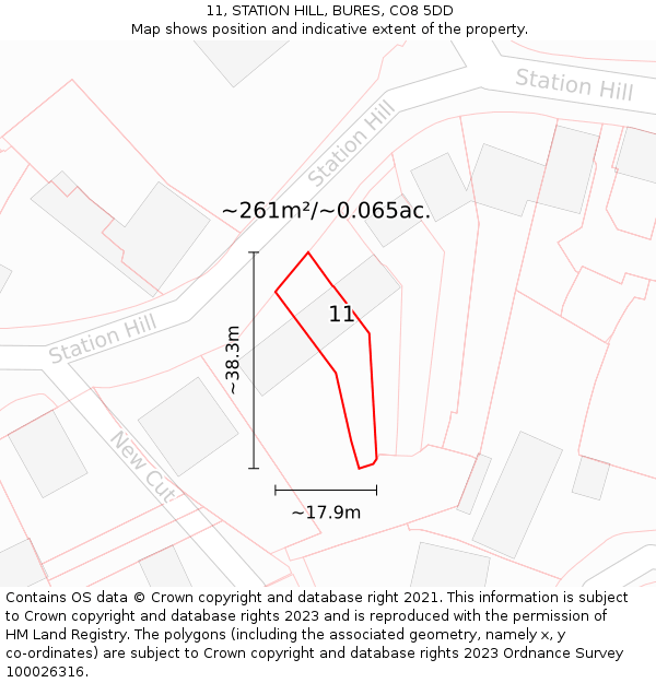 11, STATION HILL, BURES, CO8 5DD: Plot and title map