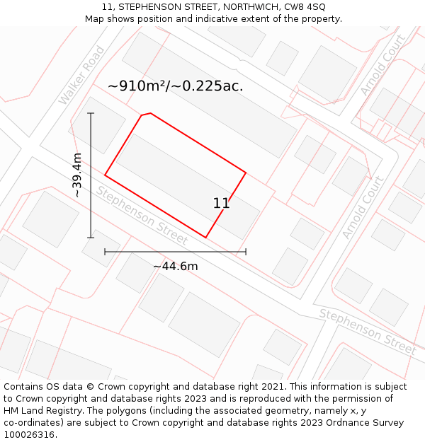 11, STEPHENSON STREET, NORTHWICH, CW8 4SQ: Plot and title map