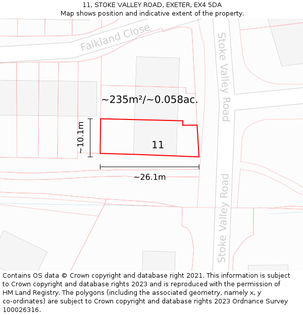 11, STOKE VALLEY ROAD, EXETER, EX4 5DA: Plot and title map