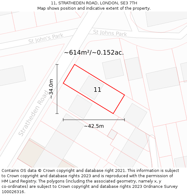 11, STRATHEDEN ROAD, LONDON, SE3 7TH: Plot and title map
