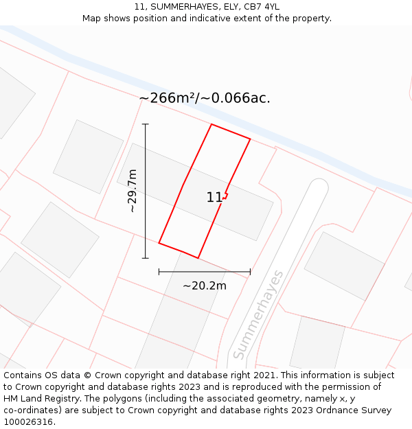 11, SUMMERHAYES, ELY, CB7 4YL: Plot and title map