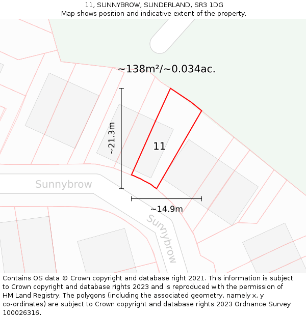 11, SUNNYBROW, SUNDERLAND, SR3 1DG: Plot and title map