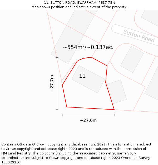 11, SUTTON ROAD, SWAFFHAM, PE37 7SN: Plot and title map