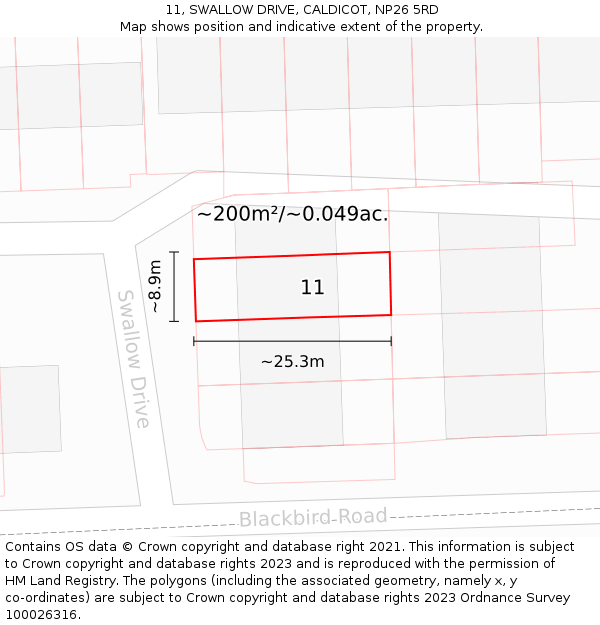 11, SWALLOW DRIVE, CALDICOT, NP26 5RD: Plot and title map