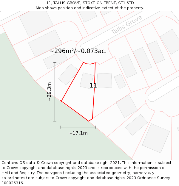 11, TALLIS GROVE, STOKE-ON-TRENT, ST1 6TD: Plot and title map