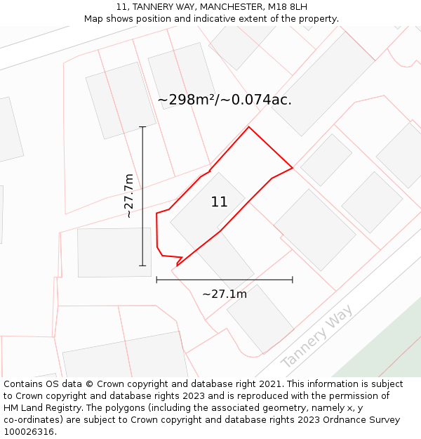 11, TANNERY WAY, MANCHESTER, M18 8LH: Plot and title map