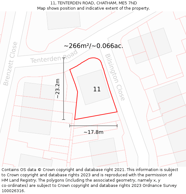 11, TENTERDEN ROAD, CHATHAM, ME5 7ND: Plot and title map