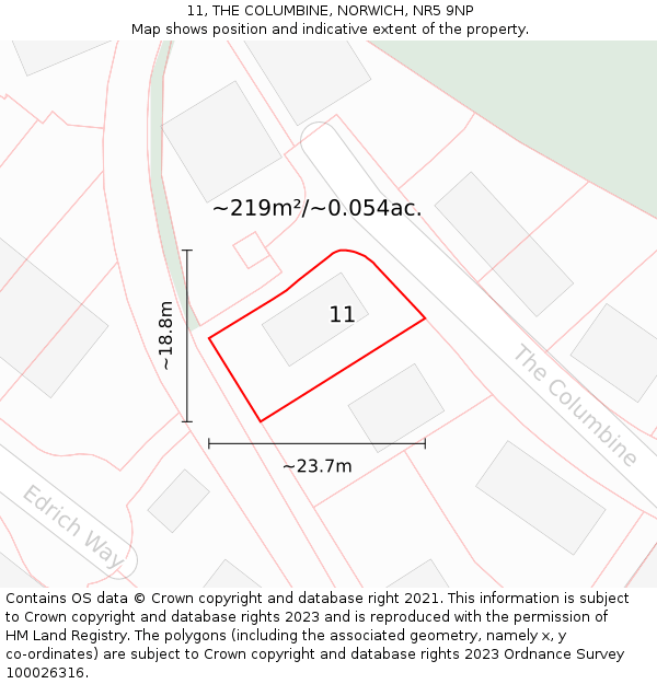 11, THE COLUMBINE, NORWICH, NR5 9NP: Plot and title map