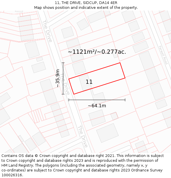 11, THE DRIVE, SIDCUP, DA14 4ER: Plot and title map