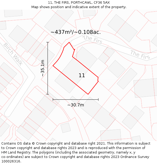 11, THE FIRS, PORTHCAWL, CF36 5AX: Plot and title map