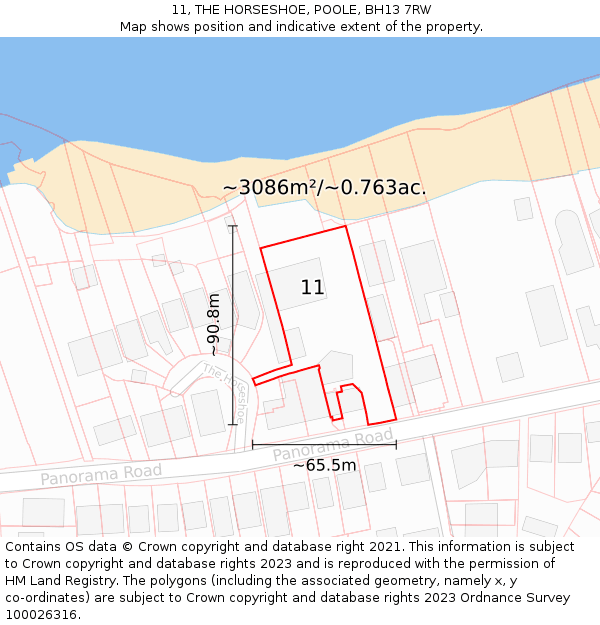 11, THE HORSESHOE, POOLE, BH13 7RW: Plot and title map