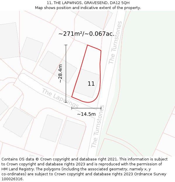 11, THE LAPWINGS, GRAVESEND, DA12 5QH: Plot and title map