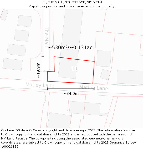 11, THE MALL, STALYBRIDGE, SK15 2TN: Plot and title map