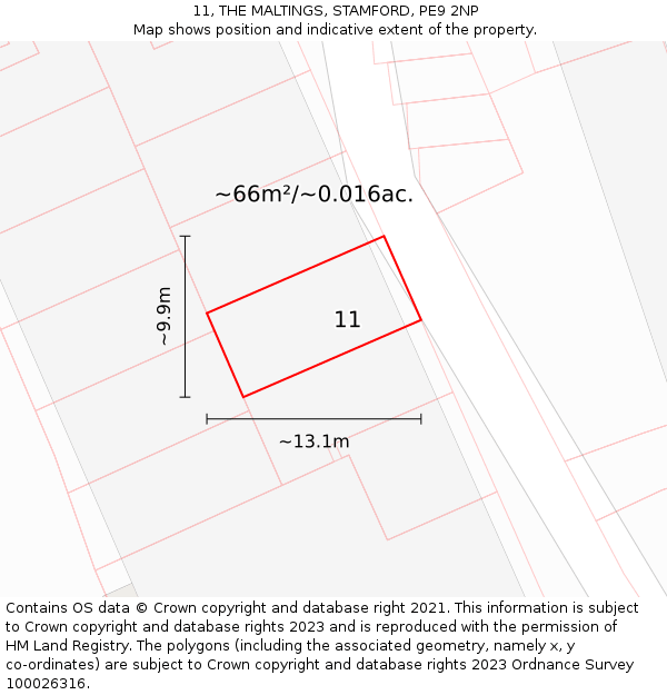 11, THE MALTINGS, STAMFORD, PE9 2NP: Plot and title map