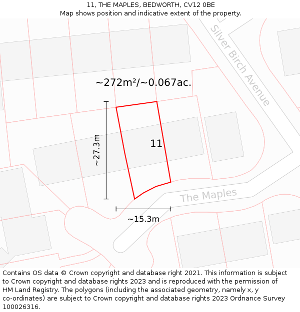 11, THE MAPLES, BEDWORTH, CV12 0BE: Plot and title map