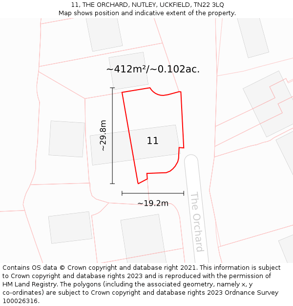 11, THE ORCHARD, NUTLEY, UCKFIELD, TN22 3LQ: Plot and title map
