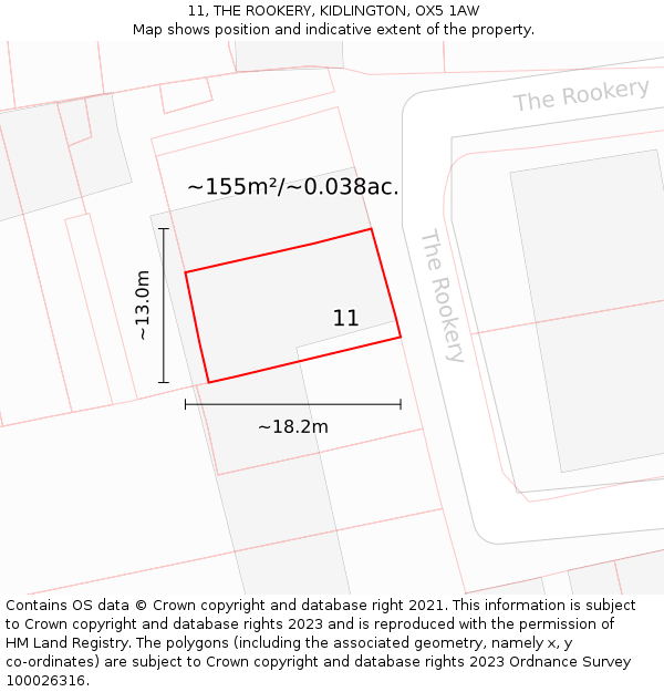 11, THE ROOKERY, KIDLINGTON, OX5 1AW: Plot and title map